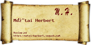 Mátai Herbert névjegykártya